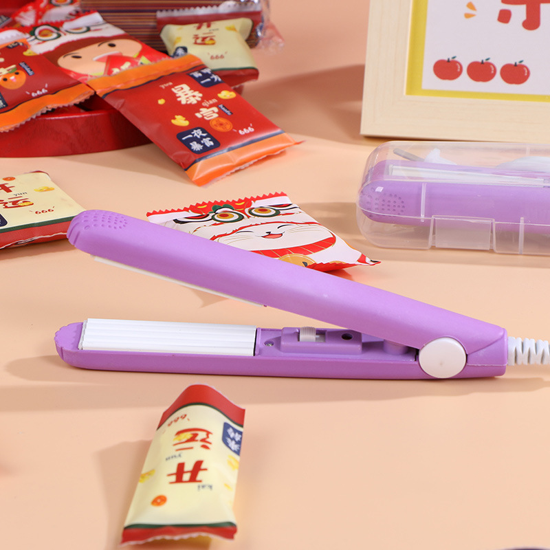 Purple Wave patrón de sellado de la máquina pequeña mini hogar bolsa de embalaje de plástico sello de madera contrachapada presión de la mano máquina de sellado de plástico