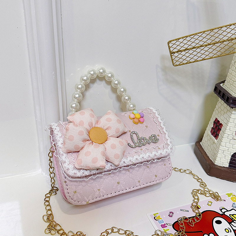 Nuevo bolso para niños de estilo extranjero, bolso de regazo de sequilla de niña, bolso de perla coreano, bolso de cambio de niña