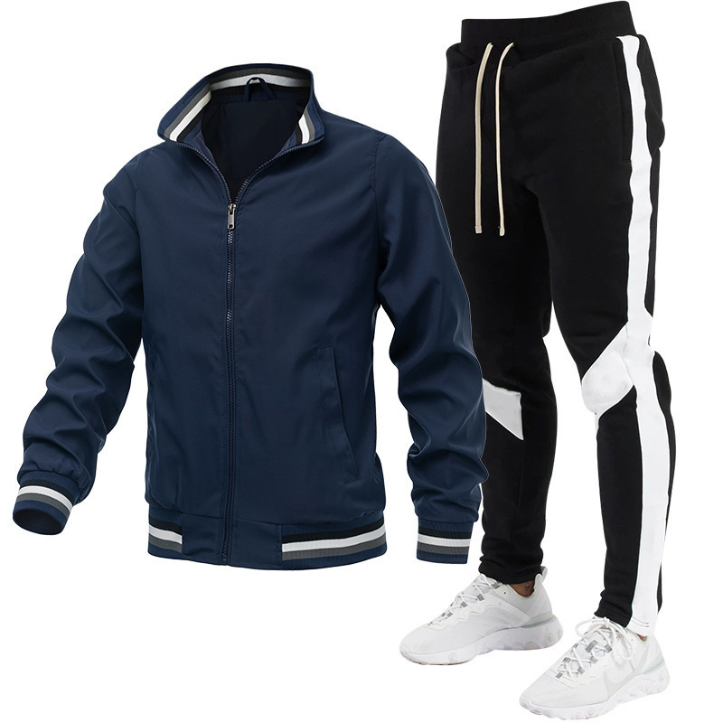 2024 nuevo traje de pantalón higiénico estampado empalmado de chaqueta juvenil para hombres de la calle corriendo se puede fijar en el logotipo