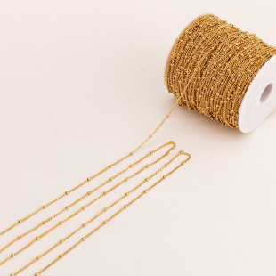 Spot wholesale stainless steel 18K real gold color side clip bead chain diy jewelry chain