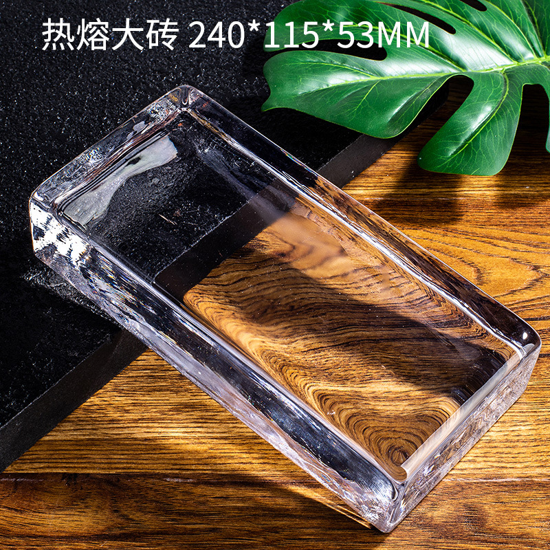 定制热熔实心玻璃砖背景墙景观墙 方形透明水晶砖隔断玄关玻璃块