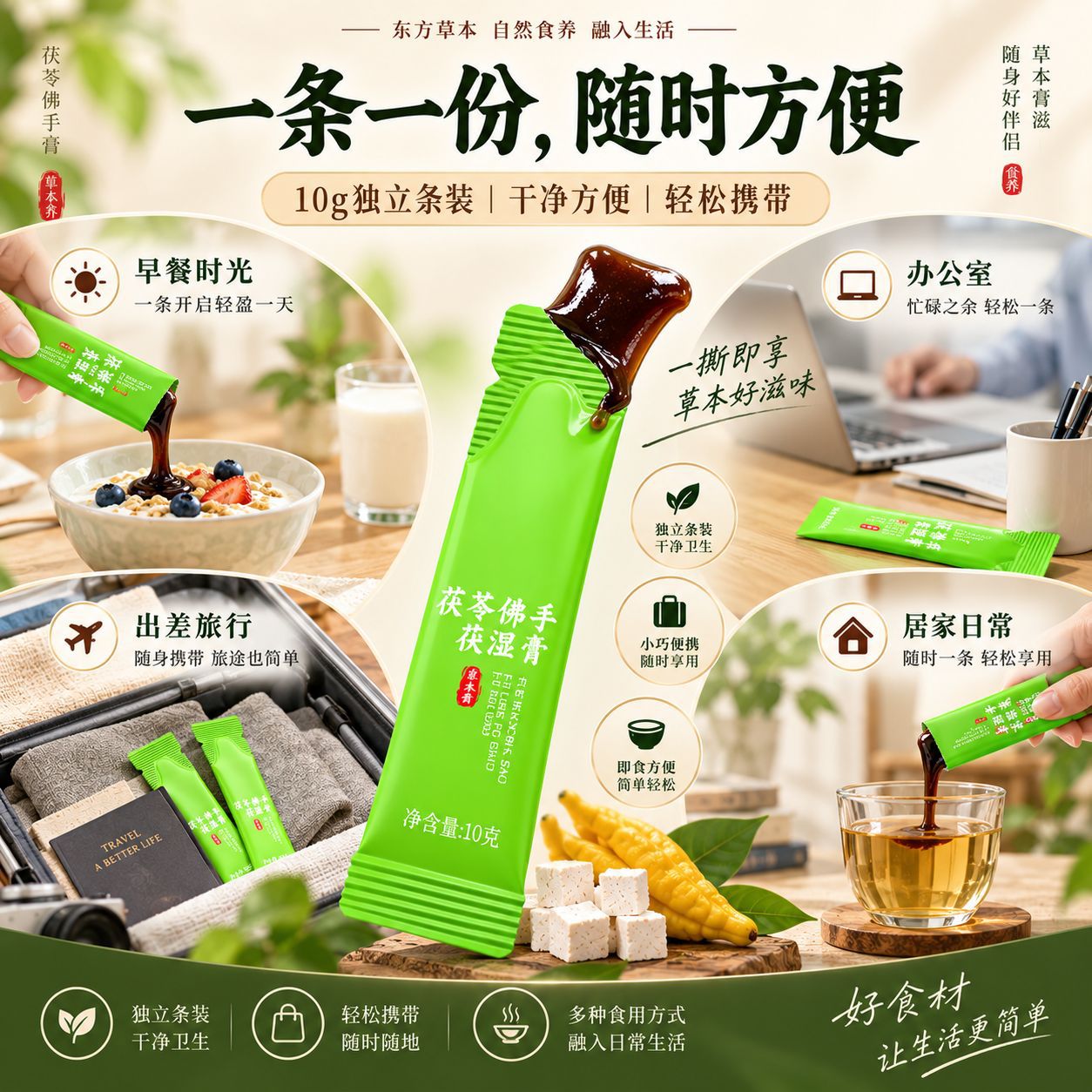 Fu Ling Gao (Poria & Wuzhimaotao Herbal Paste) — Ready-to-Eat Herbal Paste Sachets, 100g quality and texture