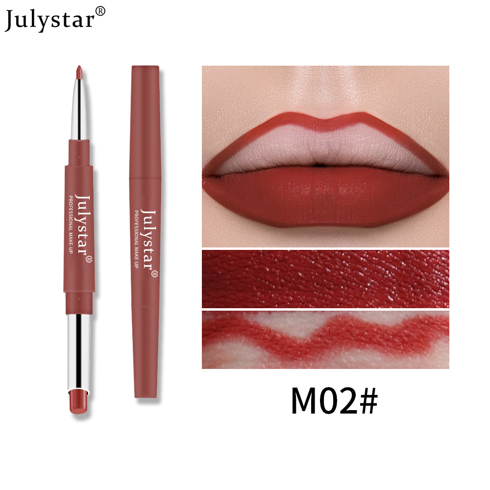 European and American cross-border double-headed red lip liner pens that do not fade or stick to the cup, pink rotating lipstick pens, wholesale of foreign trade cosmetics undefined
