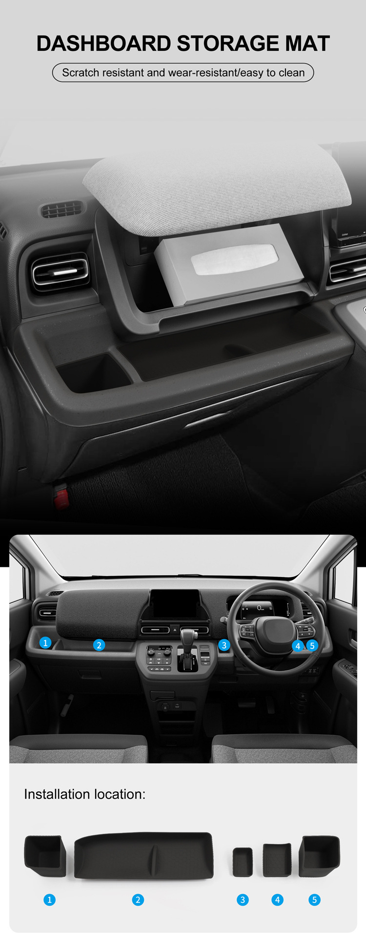 Suitable for 24 Honda Freed Central Control Instrument Panel Water Cup Cover Storage Box Anti-Slip Mat Car Special Product Modification