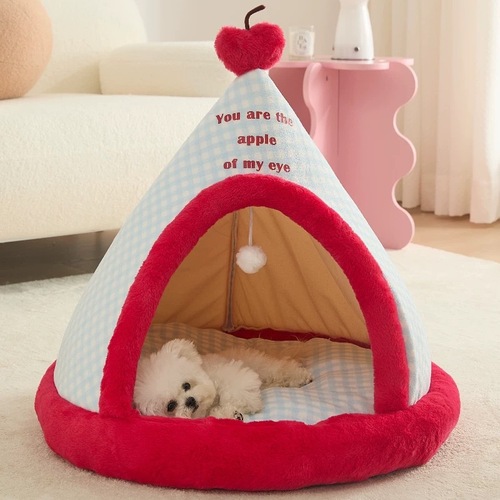 Dog bed suitable for all seasons, Teddy Bear style, more comfortable than panda Mi sleeping in a closed tent cat bed, warm in winter, pet bed.