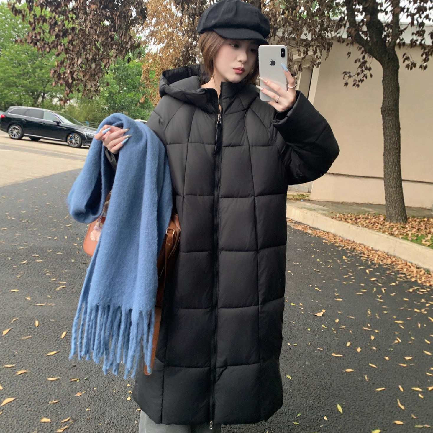Chaqueta de algodón de plumón para mujeres medianas y largas sobre la rodilla delgada gorda abrigo MM 2025 otoño invierno chaqueta de algodón de estilo europeo y americano