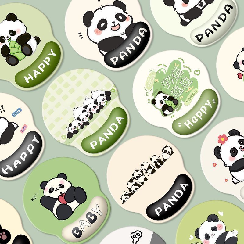 Cute Panda Wrist Mouse Pad Wrist Pad Anti-Slip Rubber Office Laptop Keyboard Hand Rest Pad Customized
