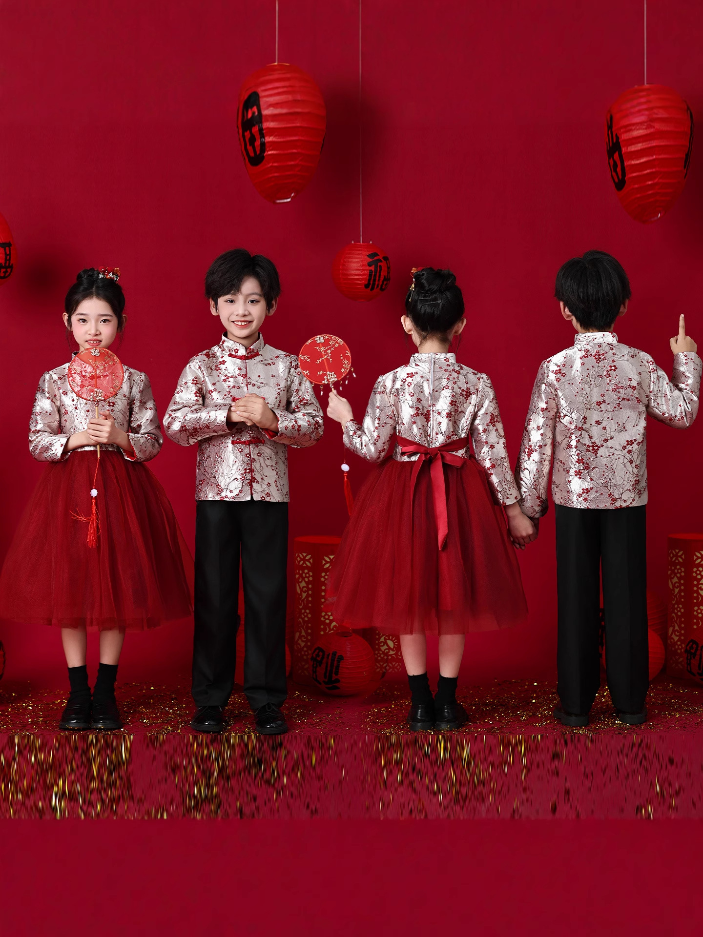 Children's suit for students, red dress 5
