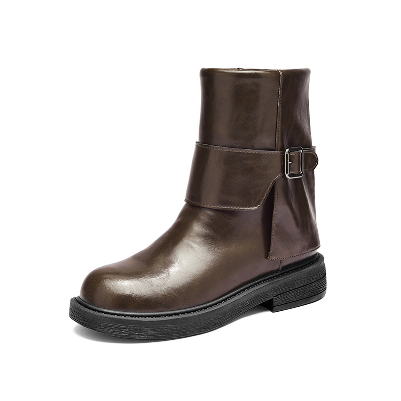 Antiguo Lion Martin botas para mujeres 2026 nuevo otoño invierno botas cortas con suela gruesa botas de caballero marrón retro Maillard