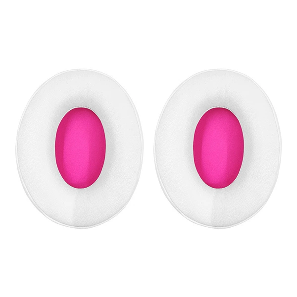 A pair of white rose red [protein leather] earmuffs