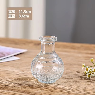 Retro repujado mini florero transparente hidropónico flor arreglo florero de cristal salón aromaterapia botella adornos Decoración