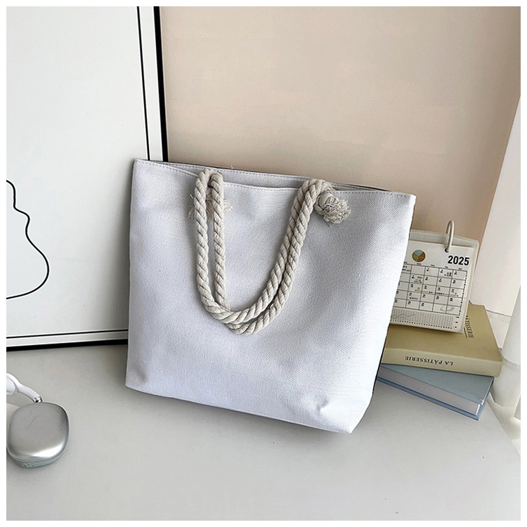 New cross-border tote bag, versatile women's portable shopping bag, creative women's printed aesthetic thick rope beach bag undefined