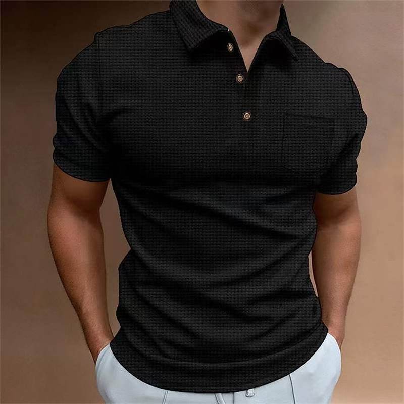 Polo uomo texture waffle estate maniche corte maglietta_voghion.com