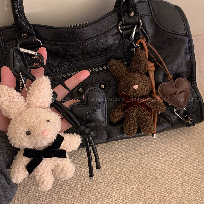 Плюшевый кролик подвеска кожаная сумка любви подвеска мультяшная кукла милый брелок подарок