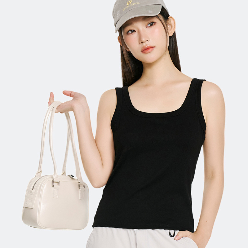 Meina Shudan Colorful Grapefruit Spring/Summer New 5117 Wide Shoulder Strap Vest for Women, White Inner Layer, Base Layer, Outerwear, Covers Side Breasts