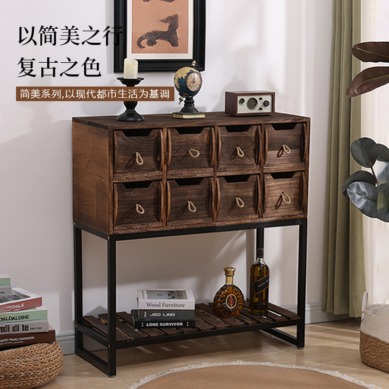 Venta al por mayor de almacenamiento de hierro vintage pintado pecho de cajones gabinete pasillo pequeño apartamento TV gabinete dormitorio almacenamiento balcón gabinete