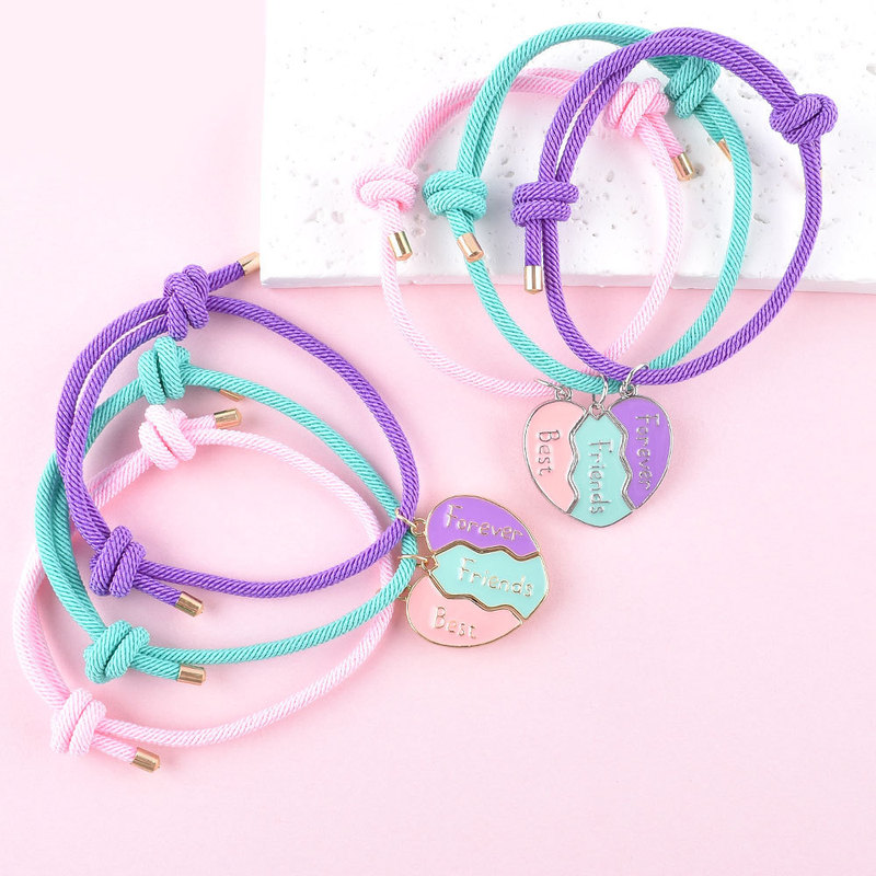 Europe and the United States cross-border new Milan rope love magnetic stitching bracelet simple fashion three people good friends girlfriends bracelet Europe and the United States cross-border new Milan rope love magnetic stitching bracelet simple fashion three people good friends girlfriends bracelet
