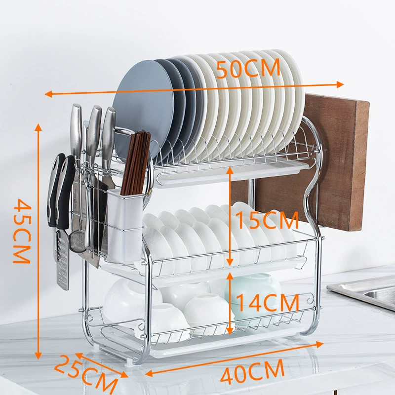 Kitchen storage rack floor-mounted multi-layer storage drainage dish rack double-layer bowl tableware storage bowl rack reality