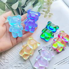 Ins-style cartoon bear phone air cushion stand resin 3D colorful bubble bear lazy desk stand transparent