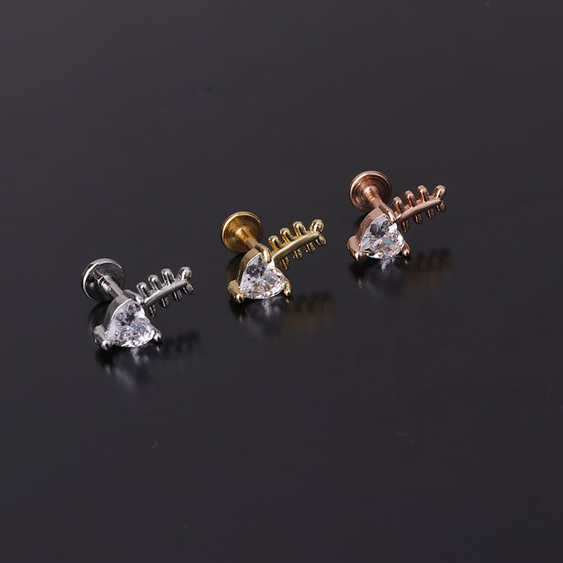 Fashion Leaf Inlaid Zircon Stainless Steel display picture 3