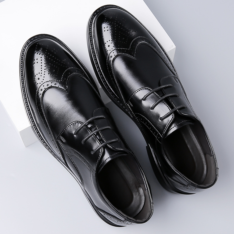 Men's Leather Brogue Formal Shoes For Weddings And Business_voghion.com