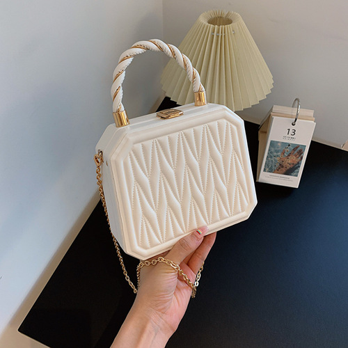 Cross-border fashion box bag  new honeycomb embroidery chain strap shoulder crossbody small square bag hand-held underarm bag