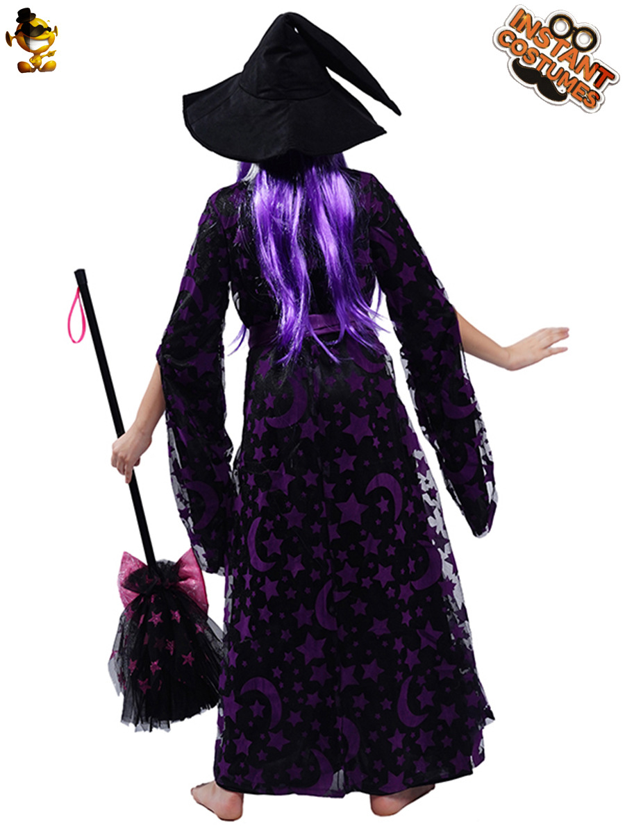 Luna estrella Niña niña bruja traje de Halloween traje de escenario traje de rendimiento cos bruja traje
