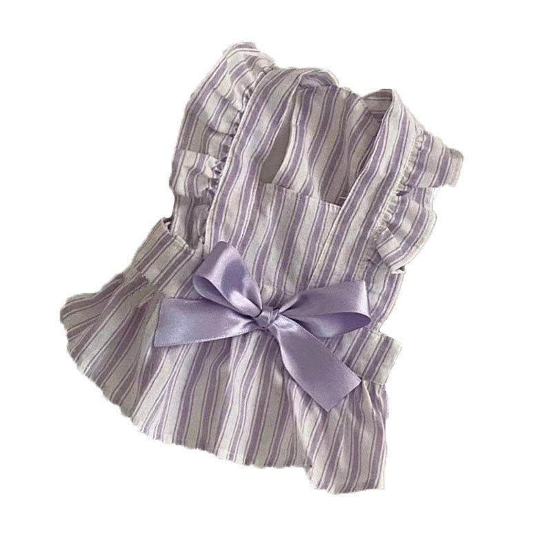 Perro primavera verano princesa viento lindo pequeño vestido de rayas de manga voladora gato perro mascota ropa falda de lazo