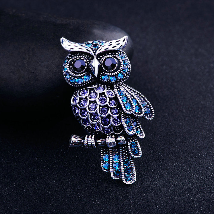 Korean Jewelry Hot Fashion Exquisite OWL Full Diamond Brooch Brooch Brooch Pin Female