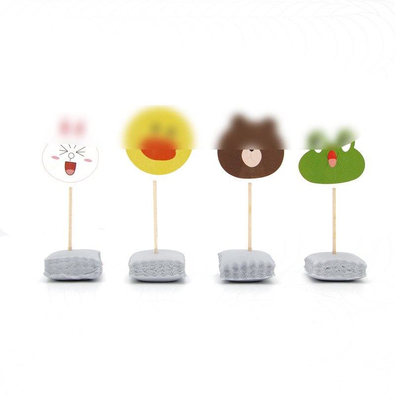 Tarjeta de palillo de dientes de papel grueso de doble cara-insertando Tarjeta de pastel de cumpleaños Decoración de Pastel de papel-insertando plug-in 24 piezas
