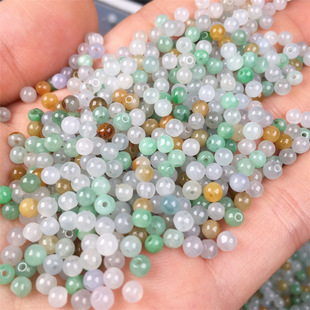 Myanmar Jadeite a goods 3.5mm ice three color loose beads diy round beads ingredients jade crafts manufacturers wholesale