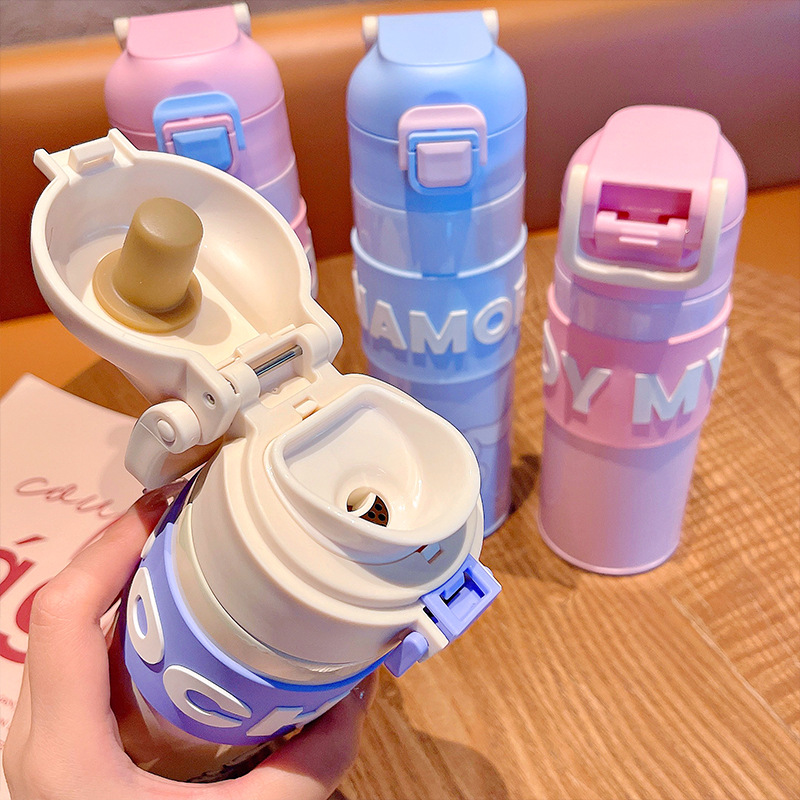 산리오 휴대용 손잡이 보온병 컵 쿨로 미 보온병 컵 소녀 직접 마시는 컵 학생 학교 물병