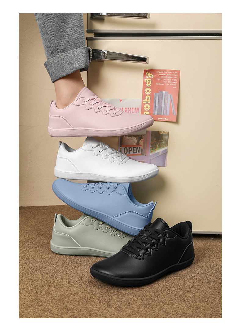Unisex Barefoot Shoes Wide Toe Lightweight Soft Leather Trainers_voghion.com