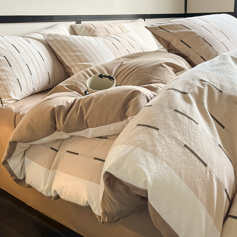 Cama de algodón nórdico de cuatro piezas, cuatro estaciones de algodón puro general 2025, nueva colcha de cama, cama de alta gama