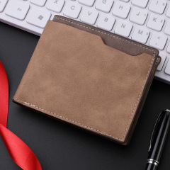 新品ショート財布メンズ二つ折りフロスト革クリップシンプル多カード位メンズ財布メンズ小銭入れ