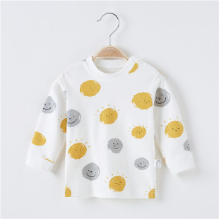 Baby underwear autumn and winter cotton shoulder buckle top boys and girls baby long-sleeved sweater children's autumn clothes pajamas boneless sewing