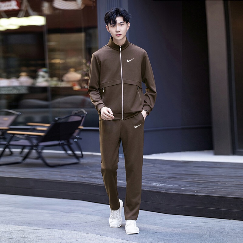 Cross-border 2026 men's new spring and autumn sweatshirt and pants casual sportswear two-piece set, plus-size loose-fit jacket Cross-border 2026 men's new spring and autumn sweatshirt and pants casual sportswear two-piece set, plus-size loose-fit jacket