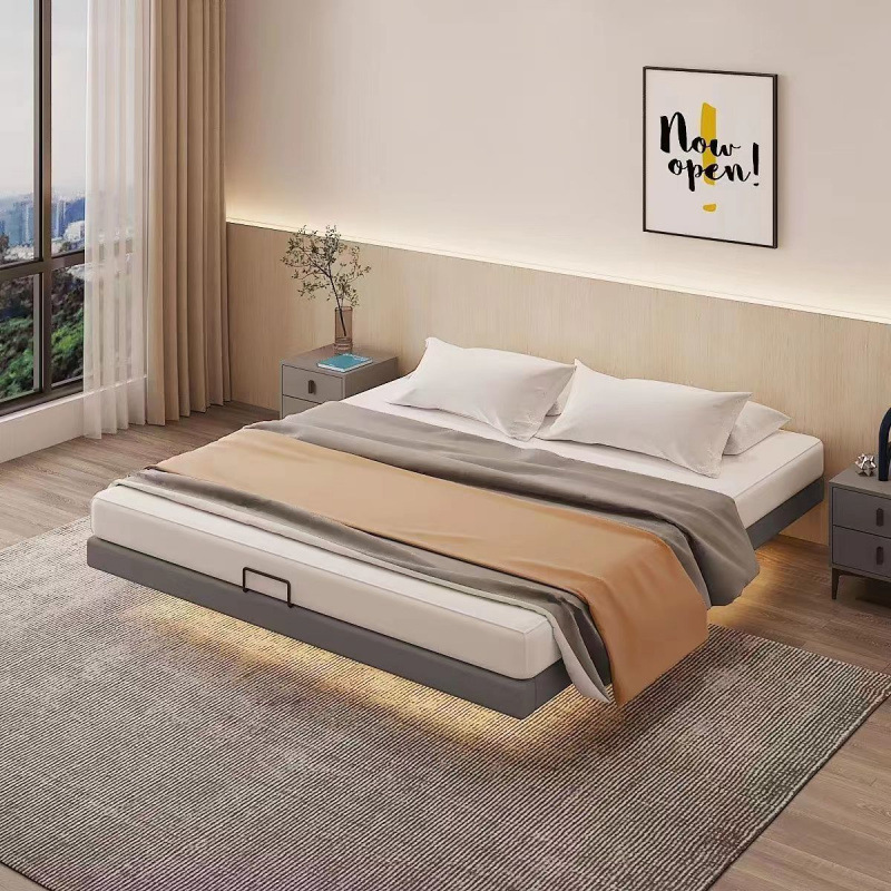 Camas dobles flotantes de paquete blando simple cama individual moderna cama de hierro forjado cama de hierro tatami cama de acero flotante cama