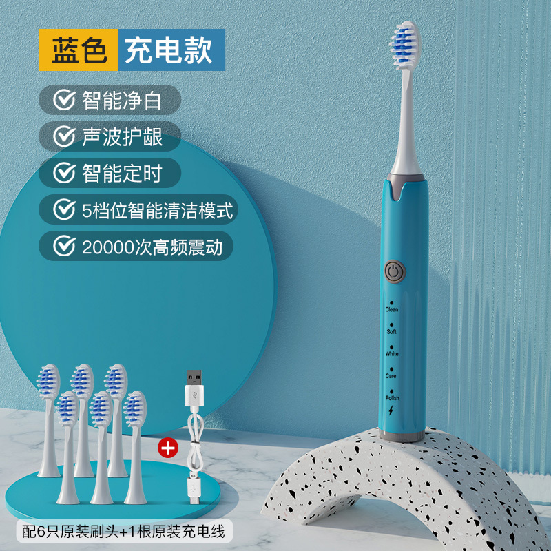 B 블루 충전 모델 [6 브러시 헤드 + USB 충전 라인]