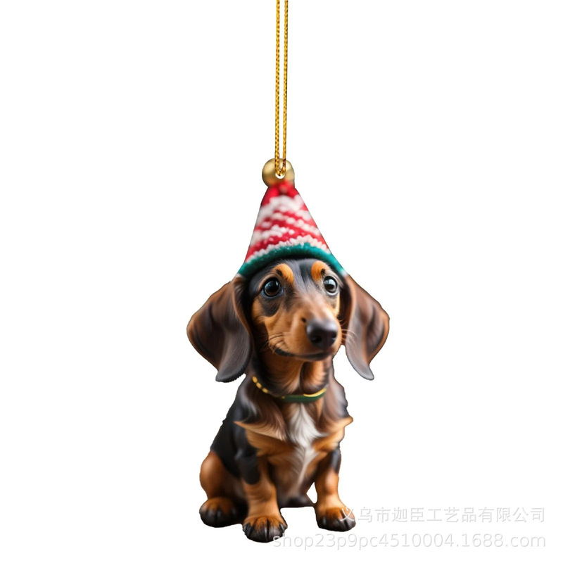 国境を越えた新製品クリスマス装飾品ソーセージ犬ストラップ平面クリスマスツリーストラップクリスマスツリーストラップ|undefined