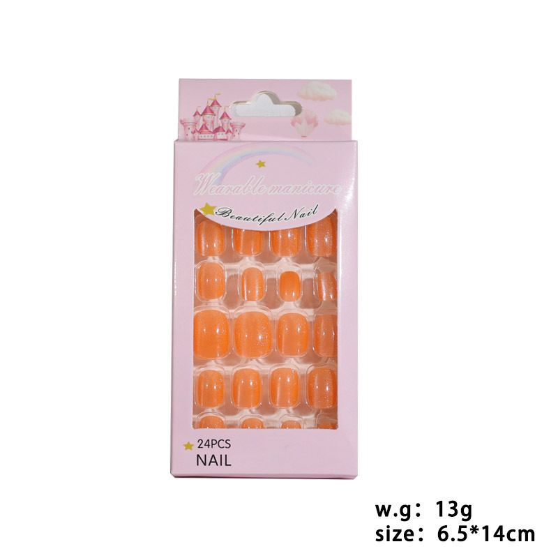 儿童纯色猫眼穿戴甲可爱成品甲片儿童背胶指甲片月光猫眼假指甲|undefined