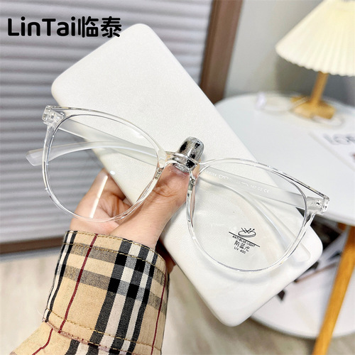 8064 New TR90 Round Frame Ultra-light No Screw Myopia Glasses Frame Men and Women's Natural Makeup Internet Celebrity Anti-Blue Light Glasses 