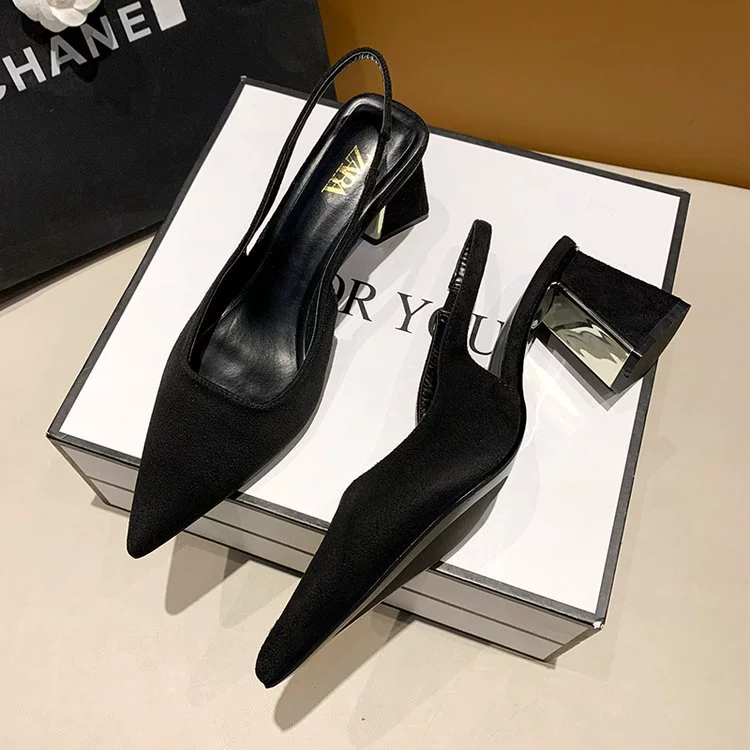 Французские замшевые женские туфли на толстом каблуке 2024, весенне-осенняя новая модная тенденция, универсальная женская обувь оптом