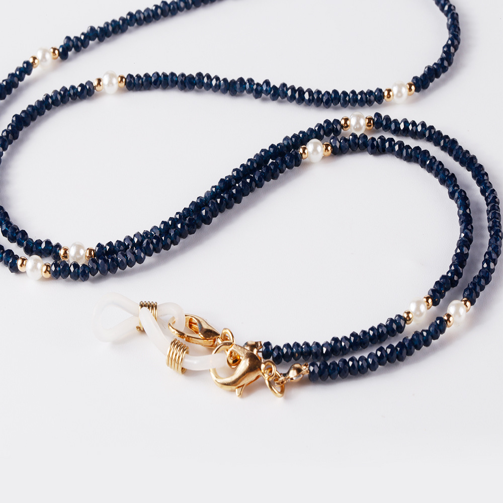 Artificial Crystal, Artificial Pearl Material Fashion Solid Color Artificial Crystal Artificial Pearl Women's Glasses Chain