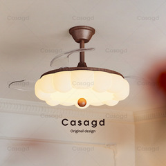 寝室不可視ファンライトサイレント中世フレンチクリームスタイル 2025 新しいレストラン天井シーリングファンライト casagd
