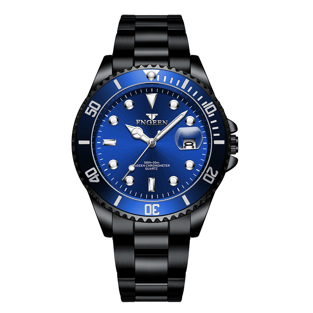 Reloj de Cuarzo para Hombre de Acero Inoxidable, Luminoso, Impermeable con Calendario