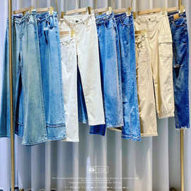 牛仔裤清仓尾货女装品牌折扣女装一手货源批发十三行女装高端牛仔