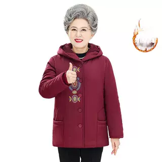 奶奶冬装棉衣70岁妈妈棉袄外套加绒加厚中老年人女装冬天保暖棉服