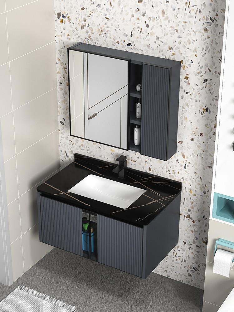 De aleación de aluminio gabinete de baño combinación simple baño Roca placa lavabo gabinete lavabo integrado cerámica mesa de lavado