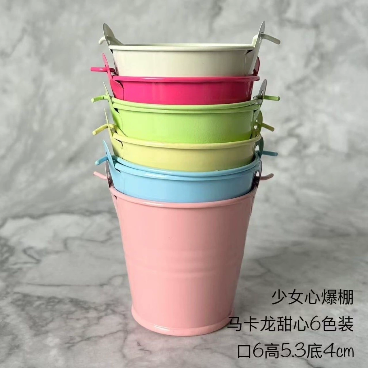 Производитель маленьких железных ведер конфетных цветов, оптовая продажа, креативный железный цветочный горшок для суккулентов, детское портативное ведро, мини-маленькое ведро